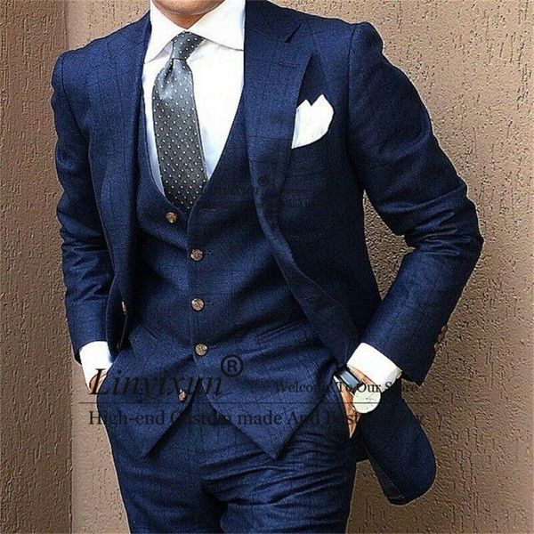 men's suits & blazers classic navy blue plaid mens for wedding blazer groom wear tuxedos 3 pieces set business male traje hombre terno, White;black
men's suits & blazers classic navy blue plaid mens for wedding blazer groom wear tuxedos 3 pieces set business male traje hombre terno, White;black