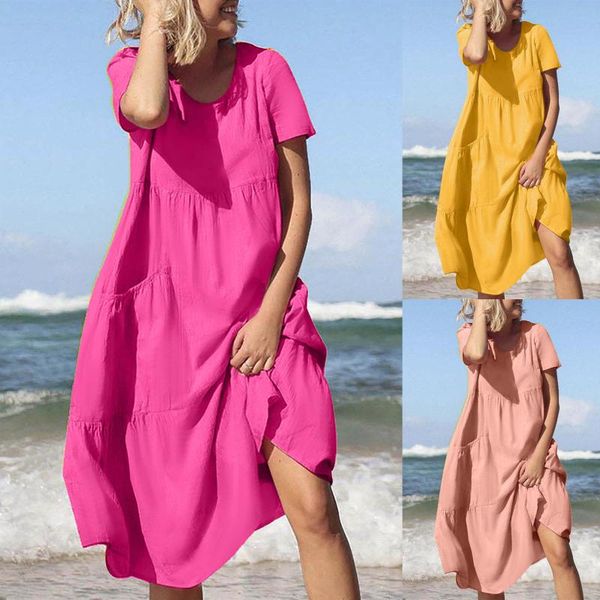 casual dresses 2021 women solid color dress round neck slim ladies short sleeve pocket mid-length losses femme vestido, Black;gray
casual dresses 2021 women solid color dress round neck slim ladies short sleeve pocket mid-length losses femme vestido, Black;gray