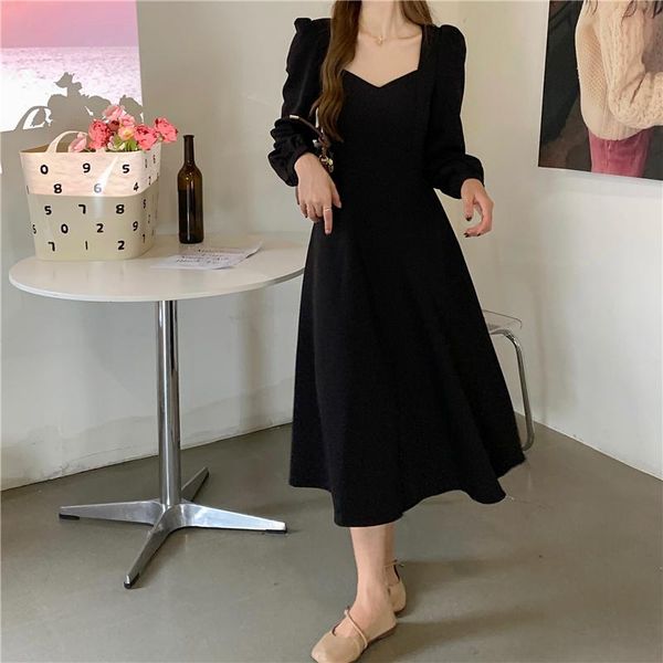 casual dresses alien kitty 2021 autumn women dress square collar thin long sleeves black french vintage classic gentle all-match, Black;gray
casual dresses alien kitty 2021 autumn women dress square collar thin long sleeves black french vintage classic gentle all-match, Black;gray