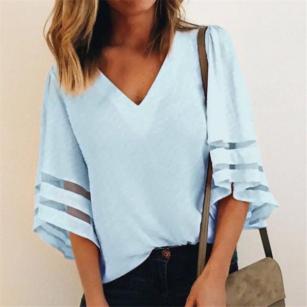 ljcuiyao v neck flared sleeves mesh patchwork shirts summer plus size casual loose women blouse pink street womens blouses, White
ljcuiyao v neck flared sleeves mesh patchwork shirts summer plus size casual loose women blouse pink street womens blouses, White
