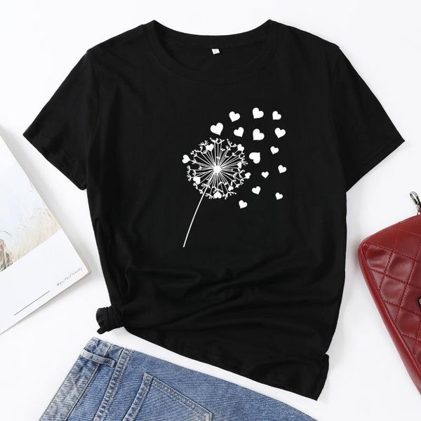women's t-shirt dandelion heart wildflower flower woman shirt summer for women cotton short sleeve tshirts graphic tee female clothes, White
women's t-shirt dandelion heart wildflower flower woman shirt summer for women cotton short sleeve tshirts graphic tee female clothes, White