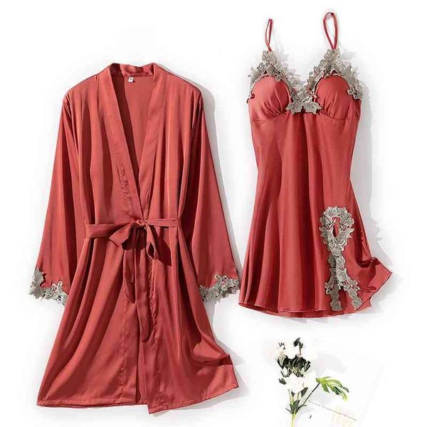 women's sleepwear satin 2 pieces robe set for women spring summer silky intimate lingerie lace kimono bathrobe gown nightwear, Black;red
women's sleepwear satin 2 pieces robe set for women spring summer silky intimate lingerie lace kimono bathrobe gown nightwear, Black;red