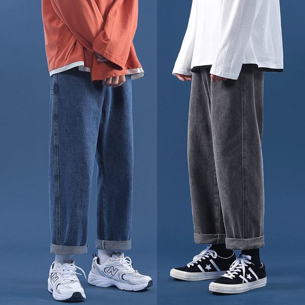 2021 new autumn korean style straight men's fashion solid color casual retro jeans men streetwear loose hip-hop denim trousers mens h1e, Blue
2021 new autumn korean style straight men's fashion solid color casual retro jeans men streetwear loose hip-hop denim trousers mens h1e, Blue