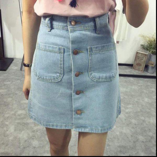summer a line pencil jeans skirts women high waist denim with pockets skirts front button women clothes, Black
summer a line pencil jeans skirts women high waist denim with pockets skirts front button women clothes, Black