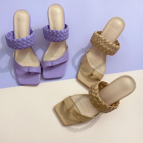 slippers summer pu leather braided thin high heel sandals slides women party shoes cross wove folds mules 42, Black
slippers summer pu leather braided thin high heel sandals slides women party shoes cross wove folds mules 42, Black
