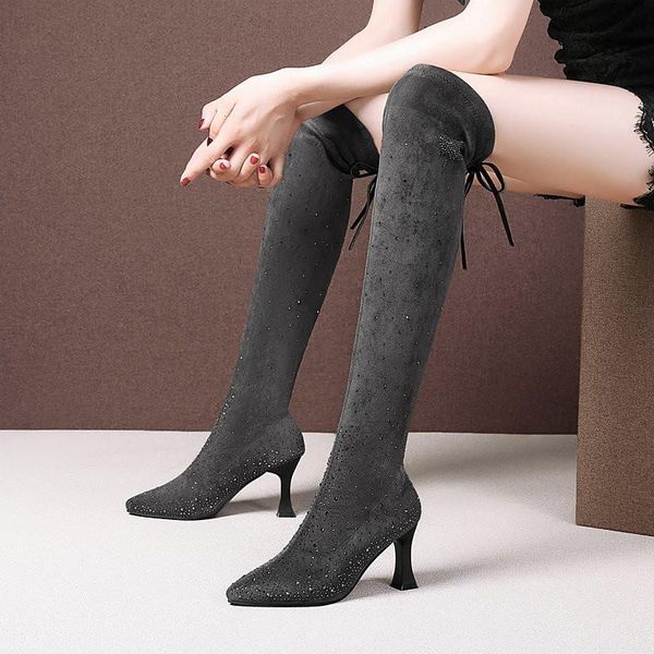 boots 2021 winter over the knee women high heel slip on pointed shoes toe woman long 34-40, Black
boots 2021 winter over the knee women high heel slip on pointed shoes toe woman long 34-40, Black