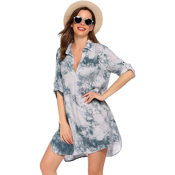 women's swimwear women casual loose style dress, turn-down collar printing patterns half sleeves 1-piece, White;black
women's swimwear women casual loose style dress, turn-down collar printing patterns half sleeves 1-piece, White;black