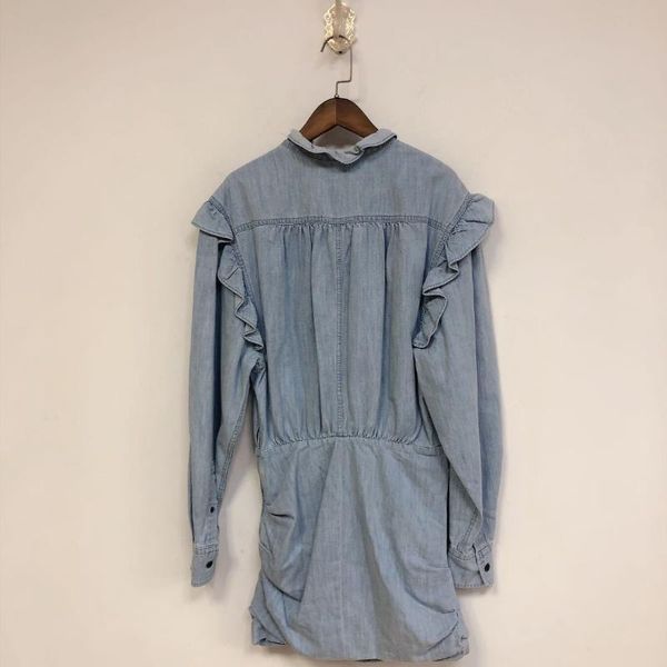 casual dresses 2021 fall/winter style ruffled cotton washed denim collar lace pleated female dress, Black;gray
casual dresses 2021 fall/winter style ruffled cotton washed denim collar lace pleated female dress, Black;gray