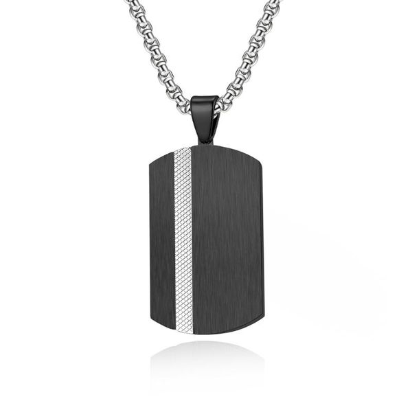 pendant necklaces christmas gift jewelry brushed contrast grid rhombus square tag stainless steel black necklace for man, Silver
pendant necklaces christmas gift jewelry brushed contrast grid rhombus square tag stainless steel black necklace for man, Silver