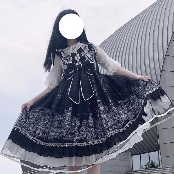 casual dresses kawaii women lolita dress summer 2021 girls vintage ruffle lace bow sling gothic style jsk sleeveless female, Black;gray
casual dresses kawaii women lolita dress summer 2021 girls vintage ruffle lace bow sling gothic style jsk sleeveless female, Black;gray