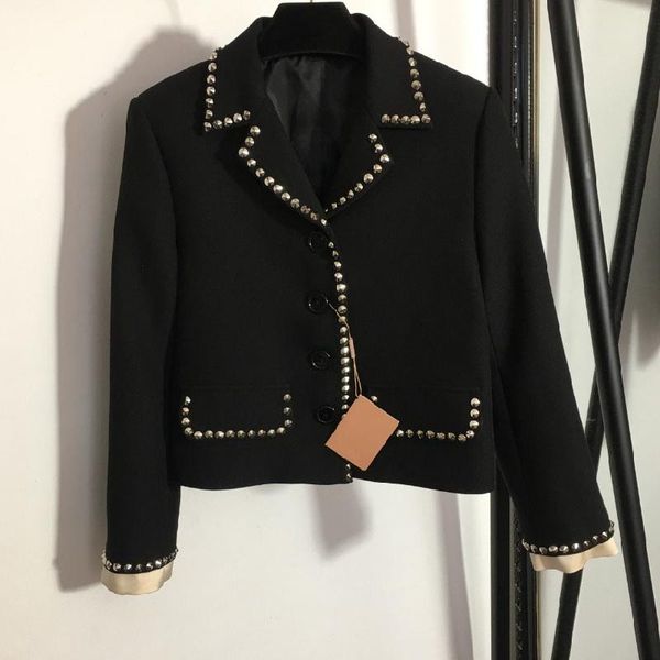 women's jackets 21 luxury design nail drill collar edge fashion single breasted lapel long sleeve suit temperament versatile short coat, Black;brown
women's jackets 21 luxury design nail drill collar edge fashion single breasted lapel long sleeve suit temperament versatile short coat, Black;brown