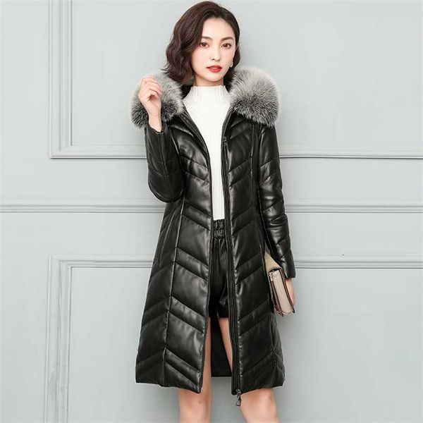 winter sheepskin coat genuine leather down jacket women big fur collar hooded female plus size thicken warm long s 211215, Black
winter sheepskin coat genuine leather down jacket women big fur collar hooded female plus size thicken warm long s 211215, Black