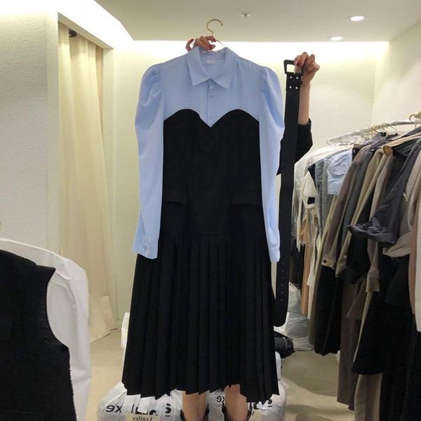 casual dresses 2021 autumn fashion stitching pleated long-sleeved shirt waist mid-length dress women, Black;gray
casual dresses 2021 autumn fashion stitching pleated long-sleeved shirt waist mid-length dress women, Black;gray