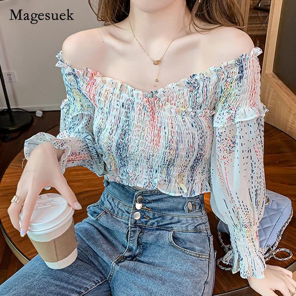 women's blouses & shirts 2021 autumn print off shoulder slash neck long sleeve chiffon shirt for women elegant ladies blusas 15834, White
women's blouses & shirts 2021 autumn print off shoulder slash neck long sleeve chiffon shirt for women elegant ladies blusas 15834, White