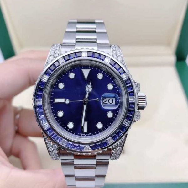 original box paper waterproof watch mechanical automatic 116759 40mm diamond bezel black dial silver stainless steel bracelet luxury mens wa, Slivery;brown