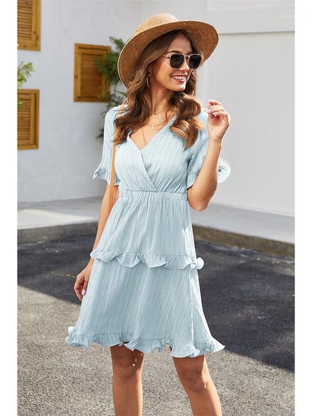 female clothing 2021 new womens designer pleated dresses summer short sleeve v neck cake skirt fashion casual, Black;gray
female clothing 2021 new womens designer pleated dresses summer short sleeve v neck cake skirt fashion casual, Black;gray