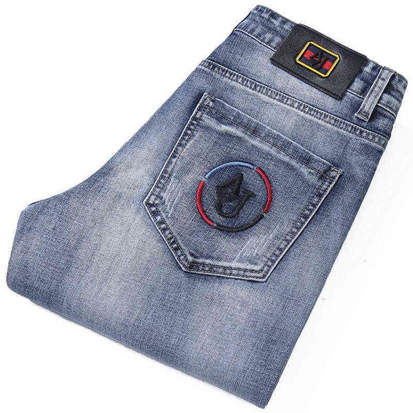 brand spring a men's jeans korean slim straight tube light color trend denim pants, Blue
brand spring a men's jeans korean slim straight tube light color trend denim pants, Blue