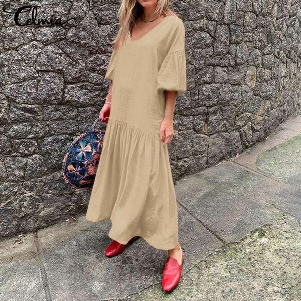 casual dresses celmia 2021 summer dress women lantern sleeve vintage maxi sundress female v-neck loose ruffles party long vestidos, Black;gray
casual dresses celmia 2021 summer dress women lantern sleeve vintage maxi sundress female v-neck loose ruffles party long vestidos, Black;gray