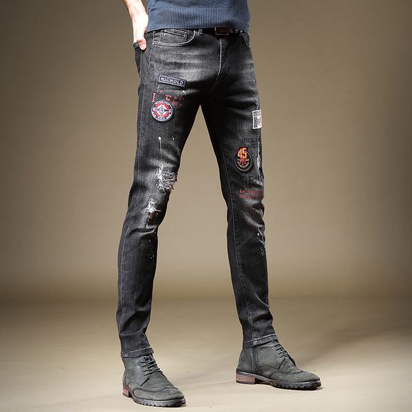 2021 men torn black jeans fashion imprinted distinctive fine fitting pencil pants hip hop streetwear embroidery denim x2zc, White;black
2021 men torn black jeans fashion imprinted distinctive fine fitting pencil pants hip hop streetwear embroidery denim x2zc, White;black