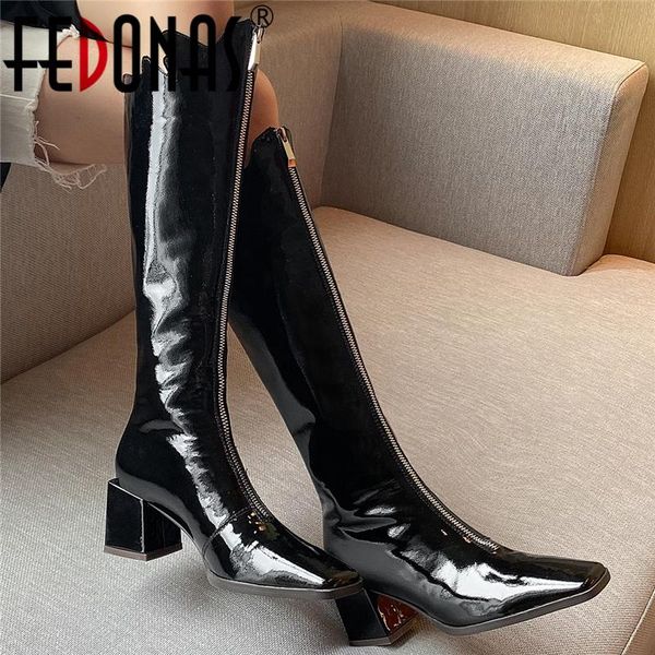 boots fedonas front zipper ruffles women knee-high fashion patent leather thick heels party casual autumn winter shoes woman, Black
boots fedonas front zipper ruffles women knee-high fashion patent leather thick heels party casual autumn winter shoes woman, Black