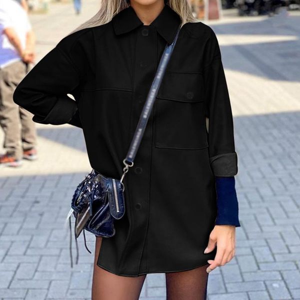 women's leather & faux 2021 autumn and winter clothing casual fashion simple style pu fabric lapel long sleeve coat jacket, Black
women's leather & faux 2021 autumn and winter clothing casual fashion simple style pu fabric lapel long sleeve coat jacket, Black