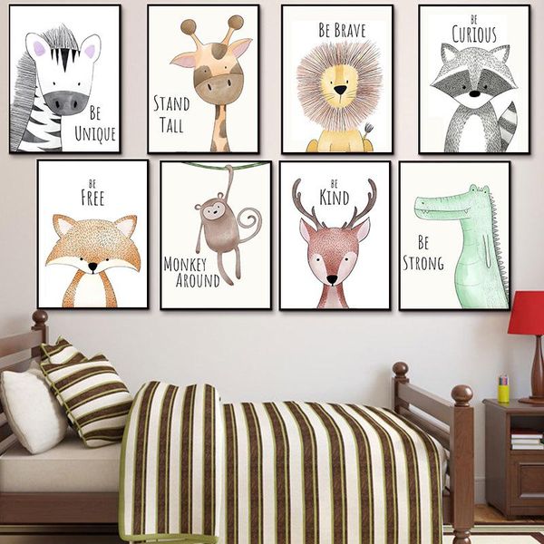 paintings wall art canvas painting cute cartoon animal picture be brave strong children's room kindergarten kids decor no frame
paintings wall art canvas painting cute cartoon animal picture be brave strong children's room kindergarten kids decor no frame