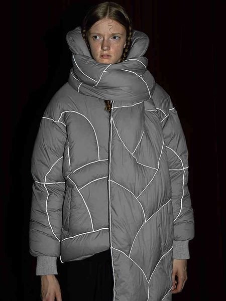 women's down & parkas original design winter women puffer coat causal loose oversized thicken warm reflective texture short white duck, Black 
women's down & parkas original design winter women puffer coat causal loose oversized thicken warm reflective texture short white duck, Black