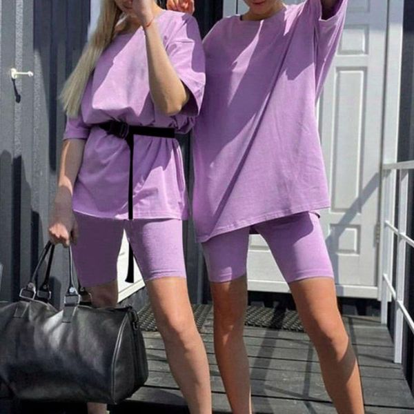 women's tracksuits 2021 summer women sports suits casual home loose tee + stretch biker shorts two piece set female outfits with belt 1, Gray
women's tracksuits 2021 summer women sports suits casual home loose tee + stretch biker shorts two piece set female outfits with belt 1, Gray