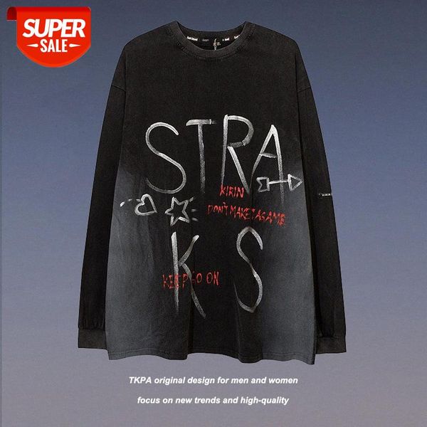 t shirt retro gradient old washed graffiti ins dark high street hand-painted long-sleeved male oversize tide brand #bl9o, White;black
t shirt retro gradient old washed graffiti ins dark high street hand-painted long-sleeved male oversize tide brand #bl9o, White;black