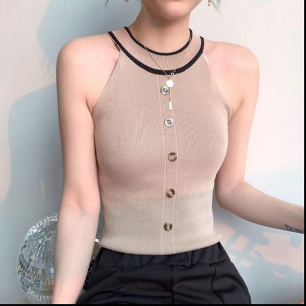 halter tank women summer t shirt crop knitted buttons stretchy color block vest t shirt black white beige
halter tank women summer t shirt crop knitted buttons stretchy color block vest t shirt black white beige