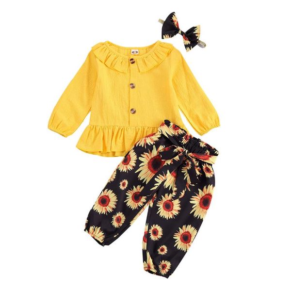 clothing sets 3pcs baby suit set solid color round neck long sleeve sunflower print trousers+ headband, White
clothing sets 3pcs baby suit set solid color round neck long sleeve sunflower print trousers+ headband, White