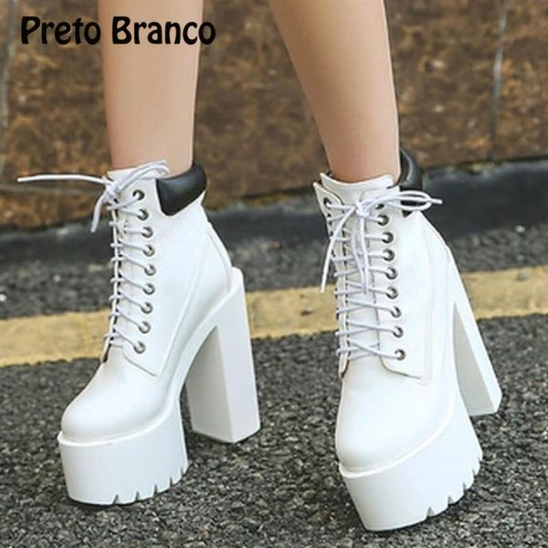 boots preto branco women's club casual shoes super high waterproof platform round head matching lace heel -5810, Black
boots preto branco women's club casual shoes super high waterproof platform round head matching lace heel -5810, Black
