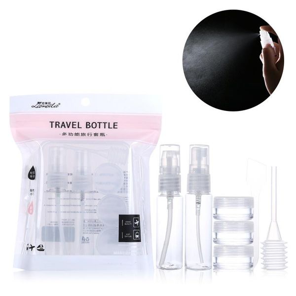 7pcs travel mini makeup bottle set plastic transparent empty face cream pot bottles portable make up container bottle kit 
7pcs travel mini makeup bottle set plastic transparent empty face cream pot bottles portable make up container bottle kit