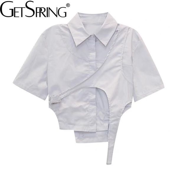 women's blouses & shirts getspring women blouse shirt asymmetry short summer irregular cotton sleeve female 2021, White
women's blouses & shirts getspring women blouse shirt asymmetry short summer irregular cotton sleeve female 2021, White