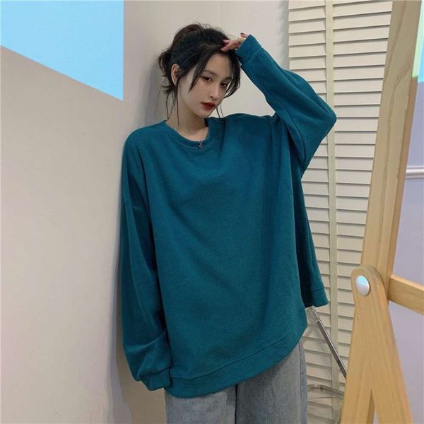 women's medium length student spring and autumn plush new korean long sleeve loose 202 thickened thin color, Black
women's medium length student spring and autumn plush new korean long sleeve loose 202 thickened thin color, Black