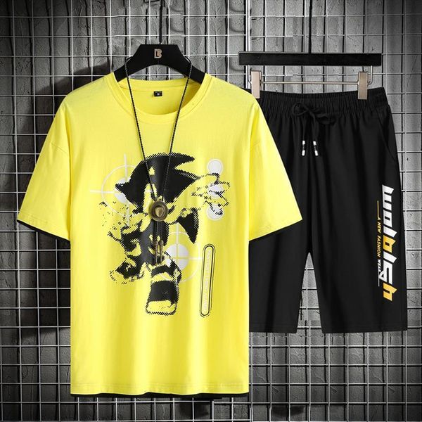 summer printed fake two piece men tracksuits short sleeved t shirt trendy loose sports cropped trousers casual suit, Gray
summer printed fake two piece men tracksuits short sleeved t shirt trendy loose sports cropped trousers casual suit, Gray