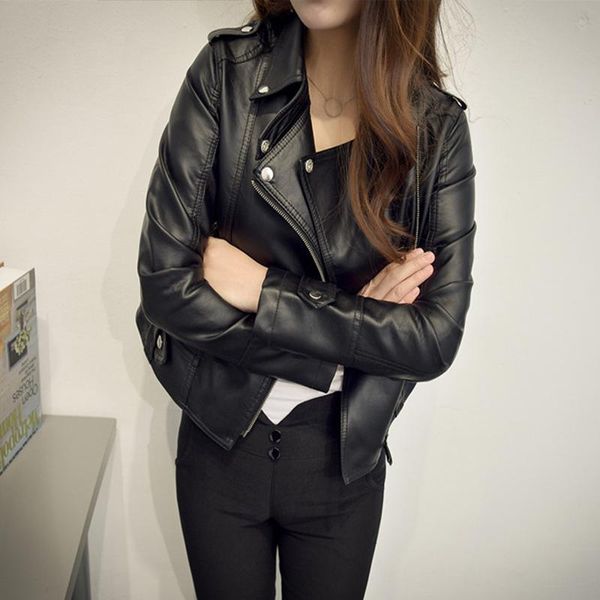 women's leather & faux spring autumn women short black pu jacket slim fashion motorcycle casual wild coat 
women's leather & faux spring autumn women short black pu jacket slim fashion motorcycle casual wild coat