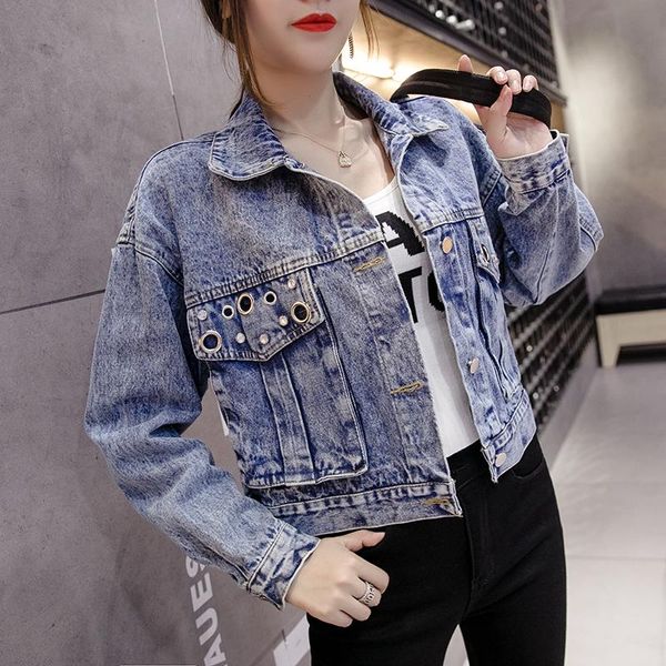 women's jackets fashion female korean version of loose long-sleeved distressed wild short casual denim jacket, Black;brown
women's jackets fashion female korean version of loose long-sleeved distressed wild short casual denim jacket, Black;brown