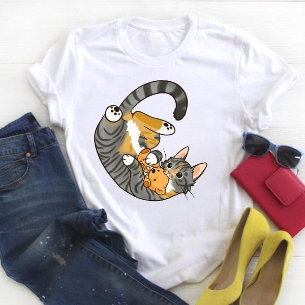 women cat pet cartoon short sleeve 90s clothing ladies summer t tee female shirt clothes tshirt womens graphic t-shirt, White 
women cat pet cartoon short sleeve 90s clothing ladies summer t tee female shirt clothes tshirt womens graphic t-shirt, White