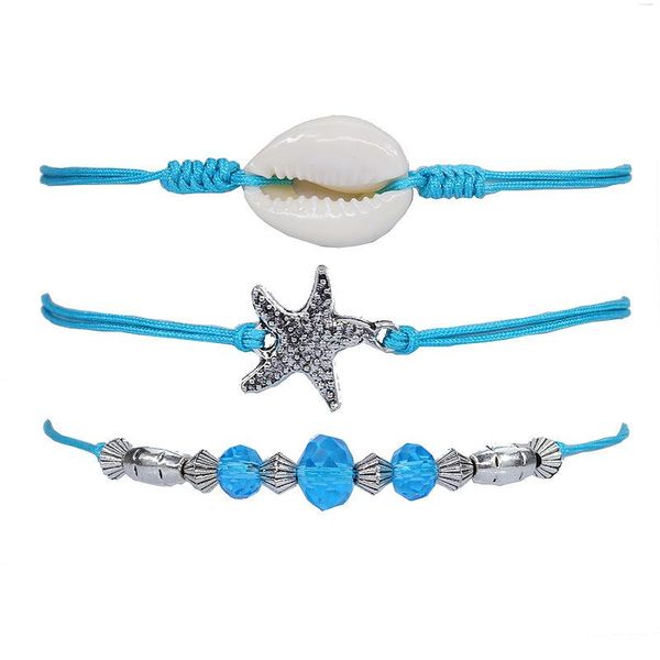 link, chain bohemian starfish shell blue beaded anklet bracelet set, Black
link, chain bohemian starfish shell blue beaded anklet bracelet set, Black