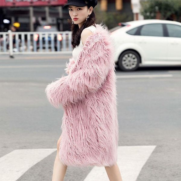 women's fur & faux imitation leather coat 2021 autumn and winter clothes medium long slim fit fashion lamb wool beach plush co, Black
women's fur & faux imitation leather coat 2021 autumn and winter clothes medium long slim fit fashion lamb wool beach plush co, Black