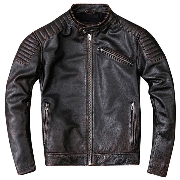 men's leather & faux vintage motorcycle cowhide jacket distressed real coat for man bomber mans cow trench 2022, Black
men's leather & faux vintage motorcycle cowhide jacket distressed real coat for man bomber mans cow trench 2022, Black