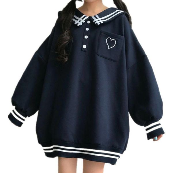 2021 autumn winter japanese jk style hoody harajuku women sailor collar puff sleeve oversized pullover sweatshirt kawaii outwear, Black
2021 autumn winter japanese jk style hoody harajuku women sailor collar puff sleeve oversized pullover sweatshirt kawaii outwear, Black