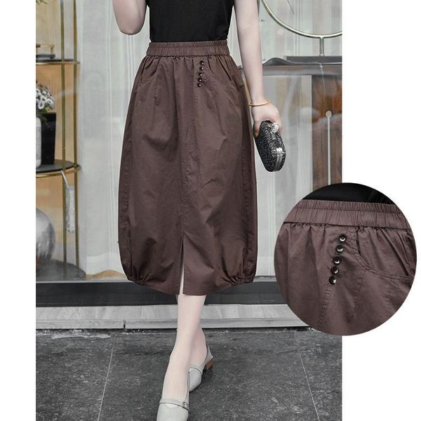 skirts autumn elegant loose cotton women elastic high waist buttons skirt with pocket female solid color split a-line z, Black
skirts autumn elegant loose cotton women elastic high waist buttons skirt with pocket female solid color split a-line z, Black