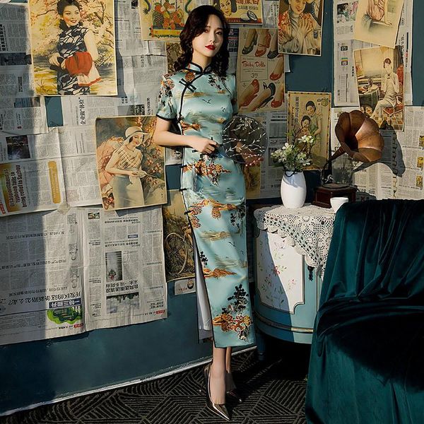 ethnic clothing print chinese women short sleeve dress traditional jacquard satin cheongsam autumn silk mandarin collar qipao, Red
ethnic clothing print chinese women short sleeve dress traditional jacquard satin cheongsam autumn silk mandarin collar qipao, Red