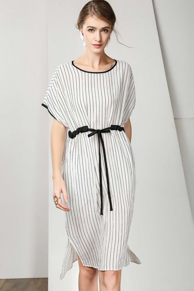 2021 new summer sweet girl knee-length striped bow attach on waist casual o-neck elegant lady sun f46o, Black;gray
2021 new summer sweet girl knee-length striped bow attach on waist casual o-neck elegant lady sun f46o, Black;gray