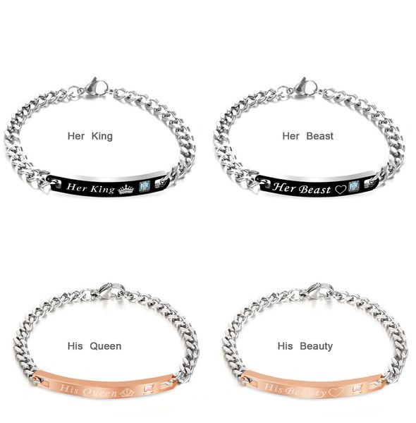stailess steel alloy couple link chain bracelets europe rose gold black his queen her king print lovers bangle bracelet for valentine's
stailess steel alloy couple link chain bracelets europe rose gold black his queen her king print lovers bangle bracelet for valentine's
