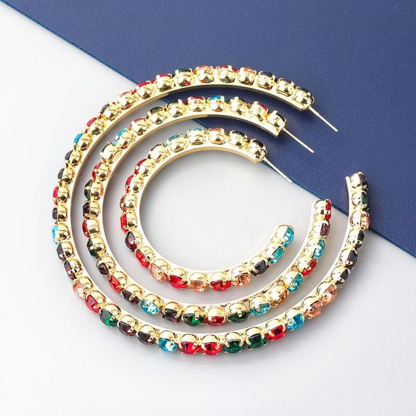 hoop & huggie fashion metal rhinestone round open earrings women's exaggerated party accessories, Golden;silver
hoop & huggie fashion metal rhinestone round open earrings women's exaggerated party accessories, Golden;silver