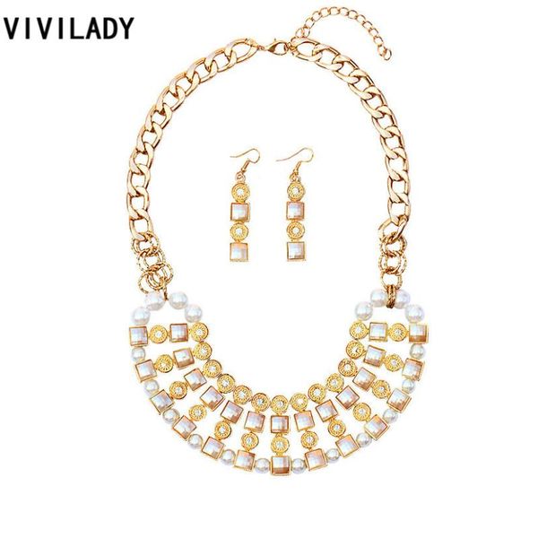 earrings & necklace vivilady mother day women jewelry sets rhinestone imitation pearl metal chain statement bridal lady gift, Silver
earrings & necklace vivilady mother day women jewelry sets rhinestone imitation pearl metal chain statement bridal lady gift, Silver
