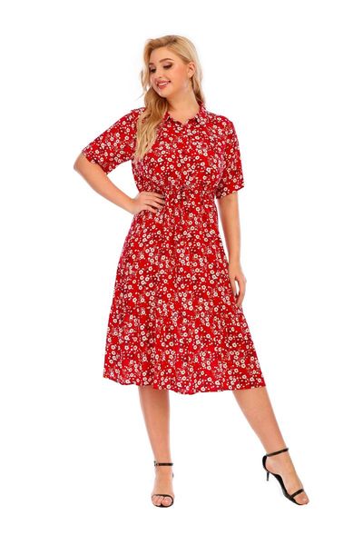 plus size dresses dress short-sleeved a-line skirt printed high-waisted stand-up collar single-breasted elegant beach vacation, Black
plus size dresses dress short-sleeved a-line skirt printed high-waisted stand-up collar single-breasted elegant beach vacation, Black